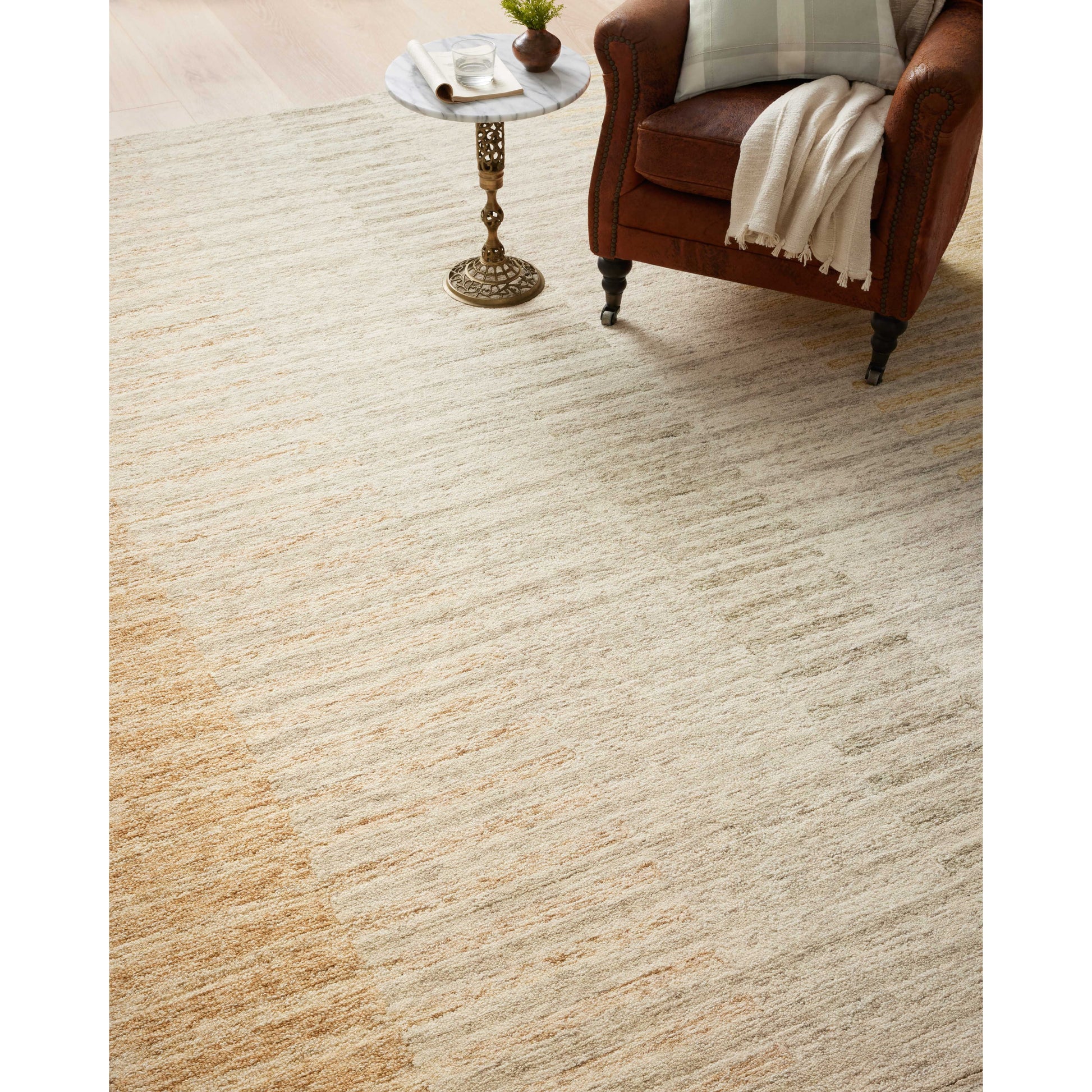 The Chris Dove / Santa Fe rug reminds us of our favorite casual, tonal stripe hemp rugs. Family friendly, hooked wool is a great choice for easy cleaning! Amethyst Home provides interior design services, furniture, rugs, and lighting in the Miami metro area.
