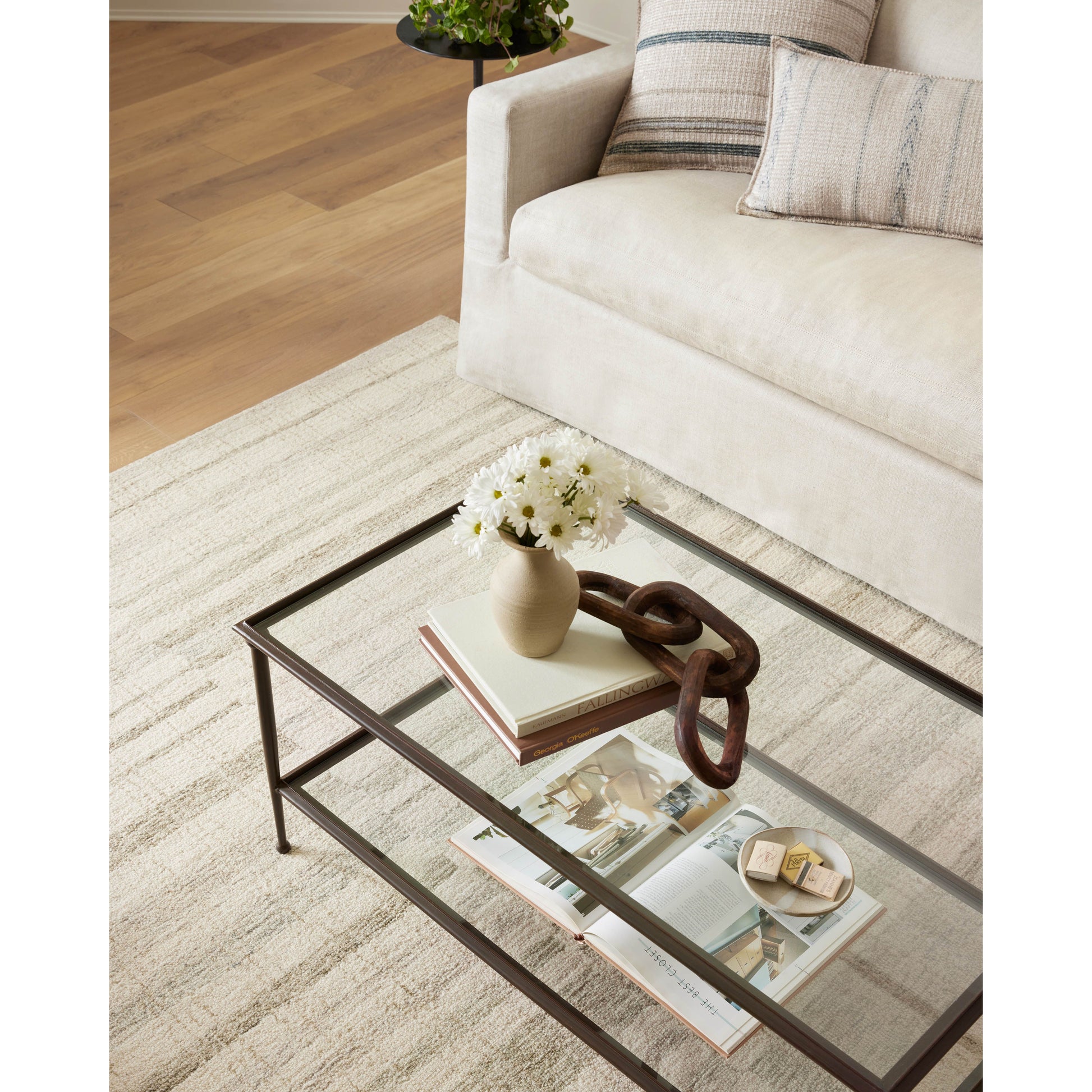 Green is totally in and we are here for it! The Chris Natural / Sage rug reminds us of our favorite casual, tonal stripe hemp rugs. Amethyst Home provides interior design services, furniture, rugs, and lighting in the Des Moines metro area.