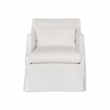 Featuring Amalia Slipcovered Chair by Cisco Brothers at Amethyst Home. The Amalia Slipcovered Chair by Cisco Home is a beautiful piece that adds a touch of elegance to your living room. This piece boasts a graceful waterfall skirt and sloping arm. With a soft-edge support and lush pillow, the Amalia embodies both style and comfort.
Overall: 29"w 34"d 33"hS.  Amethyst Home provides interior design, new home construction design consulting, vintage area rugs, and lighting in the San Diego metro area.