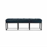 Featuring Cruz 48" Bench by Cisco Brothers at Amethyst Home. We're obsessed with the look of the metal base and leather cushion. The Cruz Bench from Cisco Brothers adds a sophisticated look to any space. Priced and pictured in a grade 500 leather Bronson Blue.

Overall: 48"w x 16"d x 19"hSeat Height: 19"h
All pieces are priced with a feather cloud package.  Amethyst Home provides interior design, new home construction design consulting, vintage area rugs, and lighting in the Washington metro area.