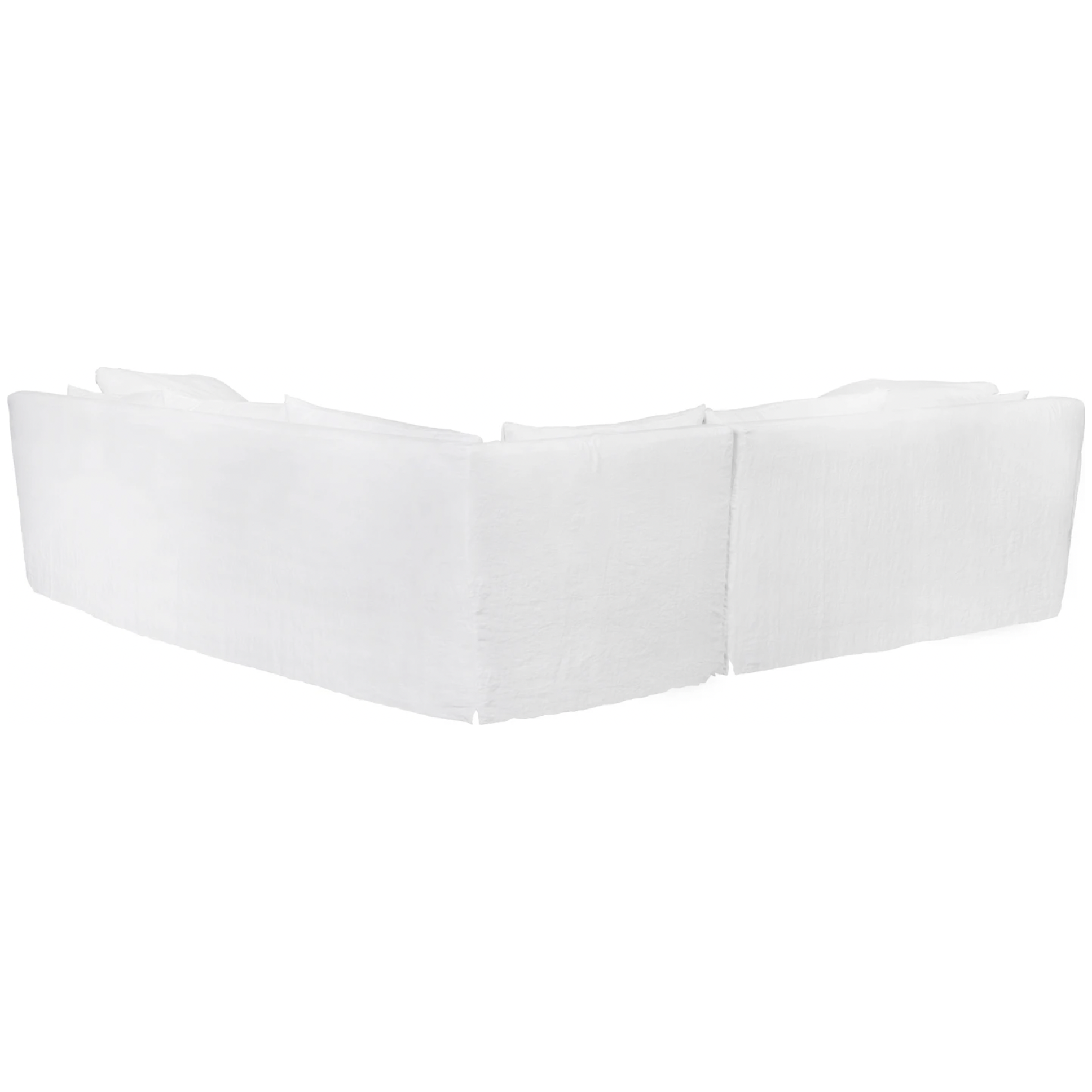 Wind down from a long day in this comfortable, easy-care slipcovered Donato 2 Arm Sectional by Cisco Brothers. This casual, chic sectional will bring the whole family together for years to come. Photographed in Otis White.   Size: 114"w x 32"h x 114"d Overall Sitting Space: 87"w x 87"d