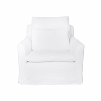 Featuring Donato Chair - Custom by Cisco Brothers at Amethyst Home. Our Donato Chair from Cisco Brothers is one of our dreamiest seats! This photographed version of the chair was made in a beautifully made white denim of 100% cotton. This chair is equal parts casual and chic. A triple washed down feather cushion feels like a cloud with upholstered support .  Amethyst Home provides interior design, new home construction design consulting, vintage area rugs, and lighting in the Park City metro area.