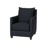 The Elm Chair - Essentials by Cisco Brothers has a clean, smart design with thin arms optimal seating space on a small scale frame. The streamlined silhouette is perfect for adding a fresh touch to any living ensemble. The best spot for entertaining guests or just taking some time for yourself. Photographed in a Mariet Ivory.  Overall: 25"w x 32"d x 35"h