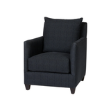 The Elm Chair - Essentials by Cisco Brothers has a clean, smart design with thin arms optimal seating space on a small scale frame. The streamlined silhouette is perfect for adding a fresh touch to any living ensemble. The best spot for entertaining guests or just taking some time for yourself. Photographed in a Mariet Ivory.  Overall: 25"w x 32"d x 35"h