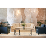 With three-over-three cushions, and thin arms the Elm 84" Sofa - Essentials by Cisco Brothers has optimal seating space on a small scale frame. The clean-lined silhouette is perfect for adding a refined touch to any living ensemble. A perfect entertainment sofa for your living room or den.  Photographed in Brevard Burlap and Molino White.