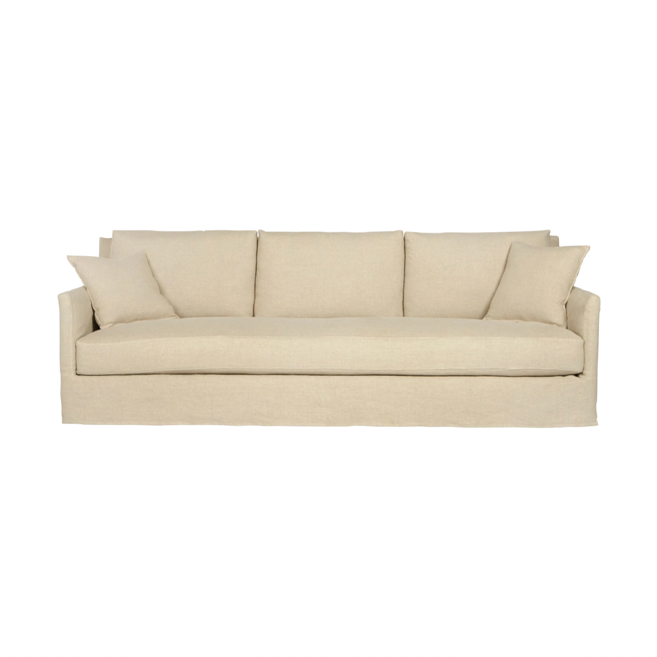 With three-over-three cushions, and thin arms the Elm 84" Sofa - Essentials by Cisco Brothers has optimal seating space on a small scale frame. The clean-lined silhouette is perfect for adding a refined touch to any living ensemble. A perfect entertainment sofa for your living room or den.  Photographed in Brevard Burlap and Molino White.  Overall: 84"w x 40"d x 32.5"h