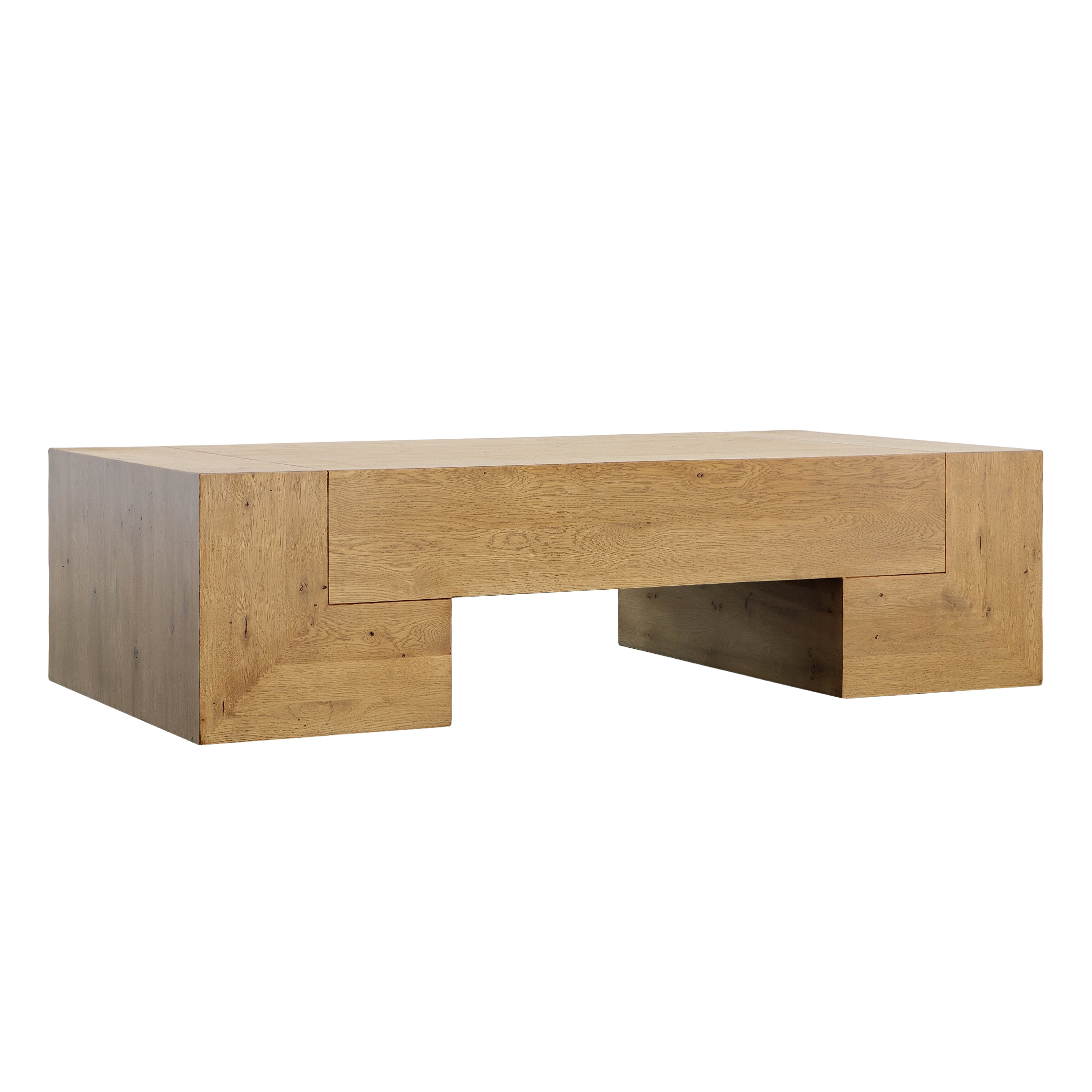 Bring architectural interest into your space with our Almanza Coffee Table. Expertly crafted with a combination of solid oak wood and oak veneer in a stunning natural finish that highlights the natural beauty of the wood. Amethyst Home provides interior design, new home construction design consulting, vintage area rugs, and lighting in the Omaha metro area.