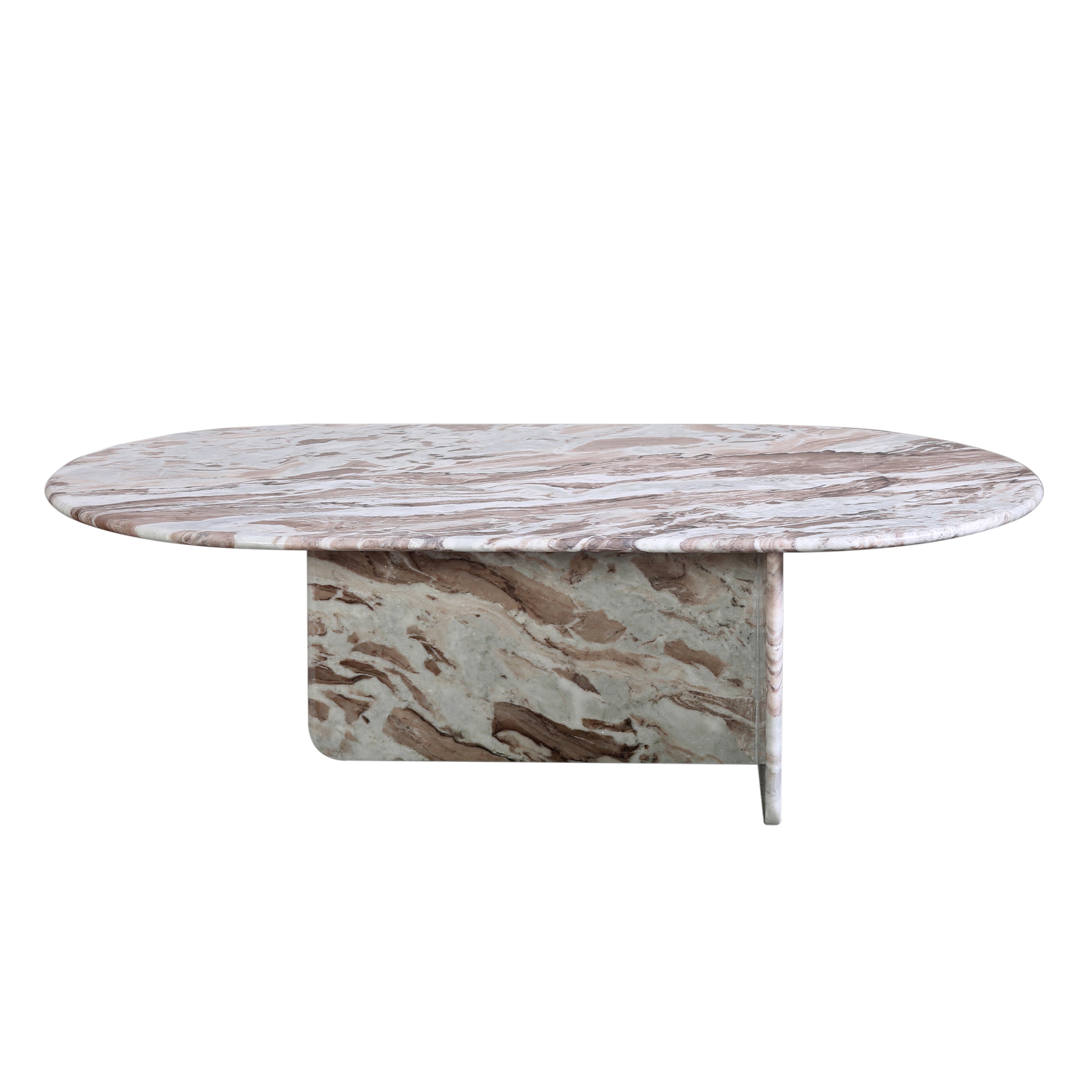 Evoking an intriguing and mystifying essence, the Christos Coffee Table offers a sense of luxury and elegance due to its unique form and low-profile structure. Delicately constructed with a mixture of natural brown and white marble finishes that creates a monumental presence anywhere it's placed. Amethyst Home provides interior design, new home construction design consulting, vintage area rugs, and lighting in the Omaha metro area.