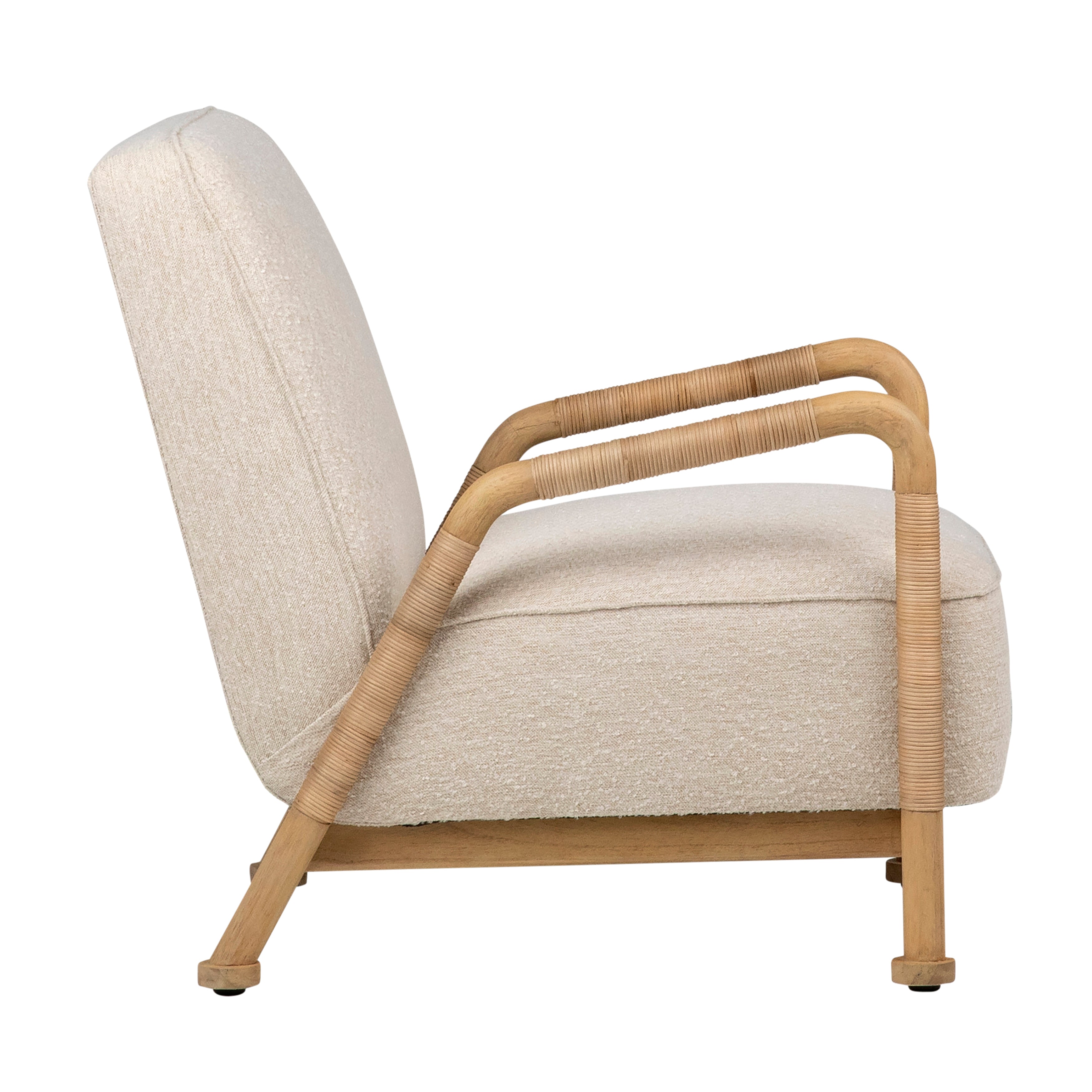 Featuring Clyde Occasional Chair by Dovetail at Amethyst Home. A slingback accent chair with natural finishes.
27.5" w x 34.5"d x 32"hMaterial : Boucle Upholstery, Mindi Wood and RattanWeight : 35.5 lbs. Amethyst Home provides interior design, new home construction design consulting, vintage area rugs, and lighting in the Kansas City metro area.