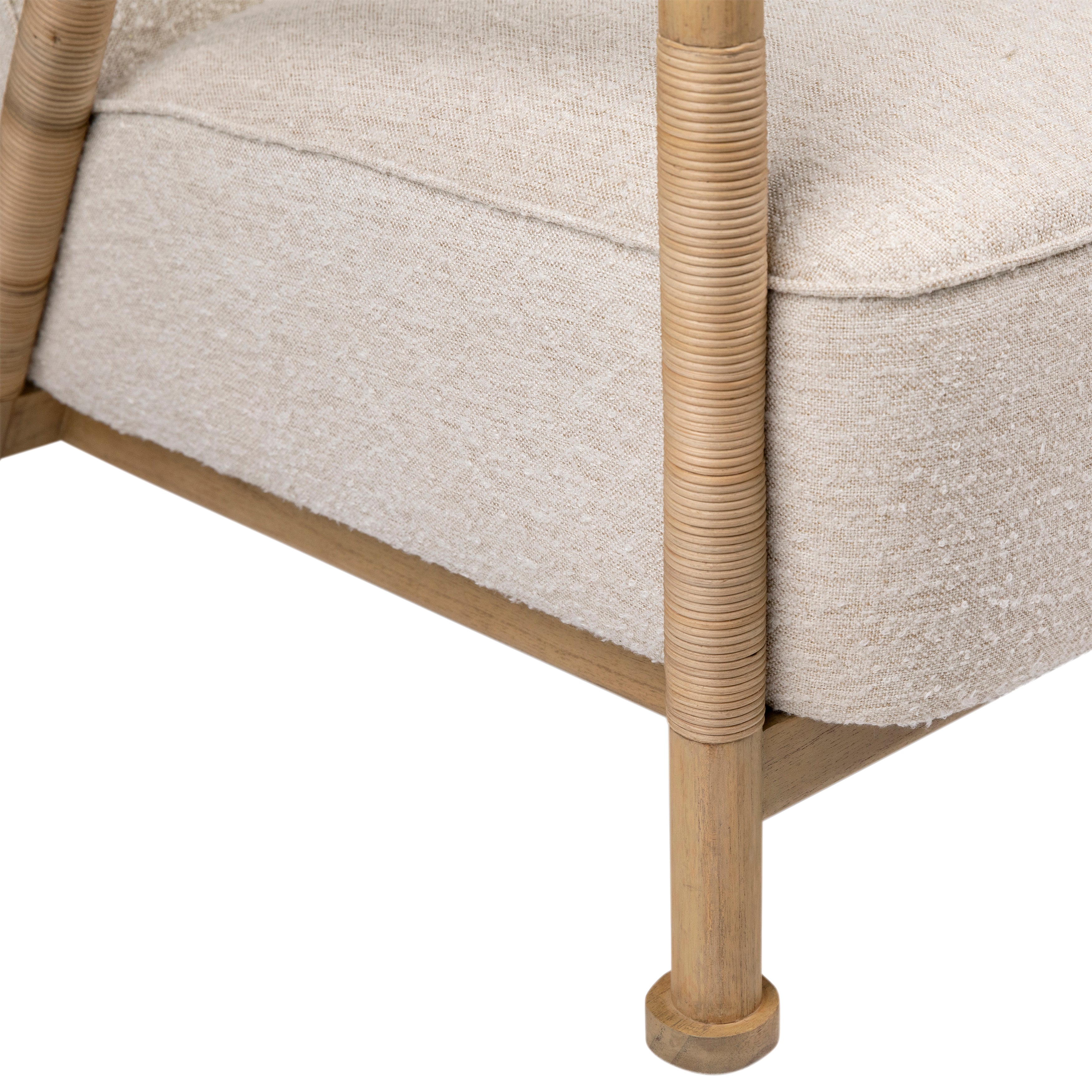 Featuring Clyde Occasional Chair by Dovetail at Amethyst Home. A slingback accent chair with natural finishes.
27.5" w x 34.5"d x 32"hMaterial : Boucle Upholstery, Mindi Wood and RattanWeight : 35.5 lbs. Amethyst Home provides interior design, new home construction design consulting, vintage area rugs, and lighting in the Salt Lake City metro area.
