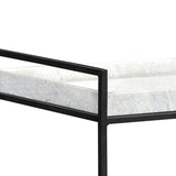Featuring Cortana Bar Cart by Dovetail at Amethyst Home. Roll into cocktail hour with modern style and a beautiful mix of materials.
32"w x 16"d x 32"hMaterial : Iron Frame with Mango Wood and Marble TrayWeight : 58 lbs. Amethyst Home provides interior design, new home construction design consulting, vintage area rugs, and lighting in the Scottsdale metro area.