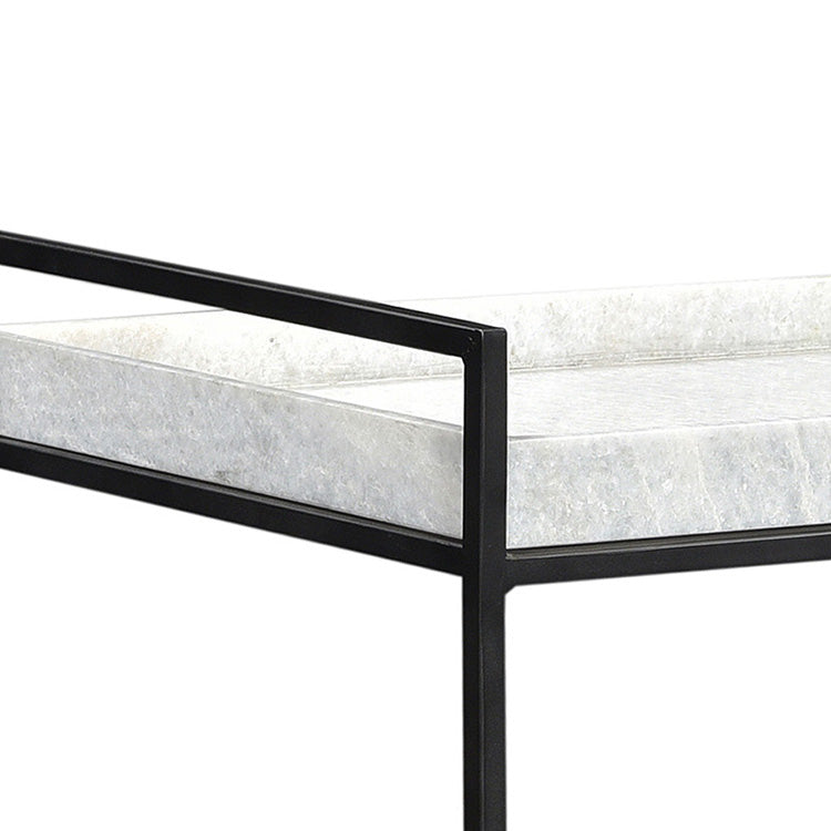 Featuring Cortana Bar Cart by Dovetail at Amethyst Home. Roll into cocktail hour with modern style and a beautiful mix of materials.
32"w x 16"d x 32"hMaterial : Iron Frame with Mango Wood and Marble TrayWeight : 58 lbs. Amethyst Home provides interior design, new home construction design consulting, vintage area rugs, and lighting in the Scottsdale metro area.