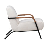 A captivating design masterpiece that combines impeccable craftsmanship and thoughtfully blended materials to elevate your living room arrangement. Our Eloise Occasional Chair is meticulously crafted in Indonesia by expert furniture makers. It features a sleek black metal frame embellished with intricate leather lace detailing on the armrest. Amethyst Home provides interior design, new home construction design consulting, vintage area rugs, and lighting in the Alpharetta metro area.