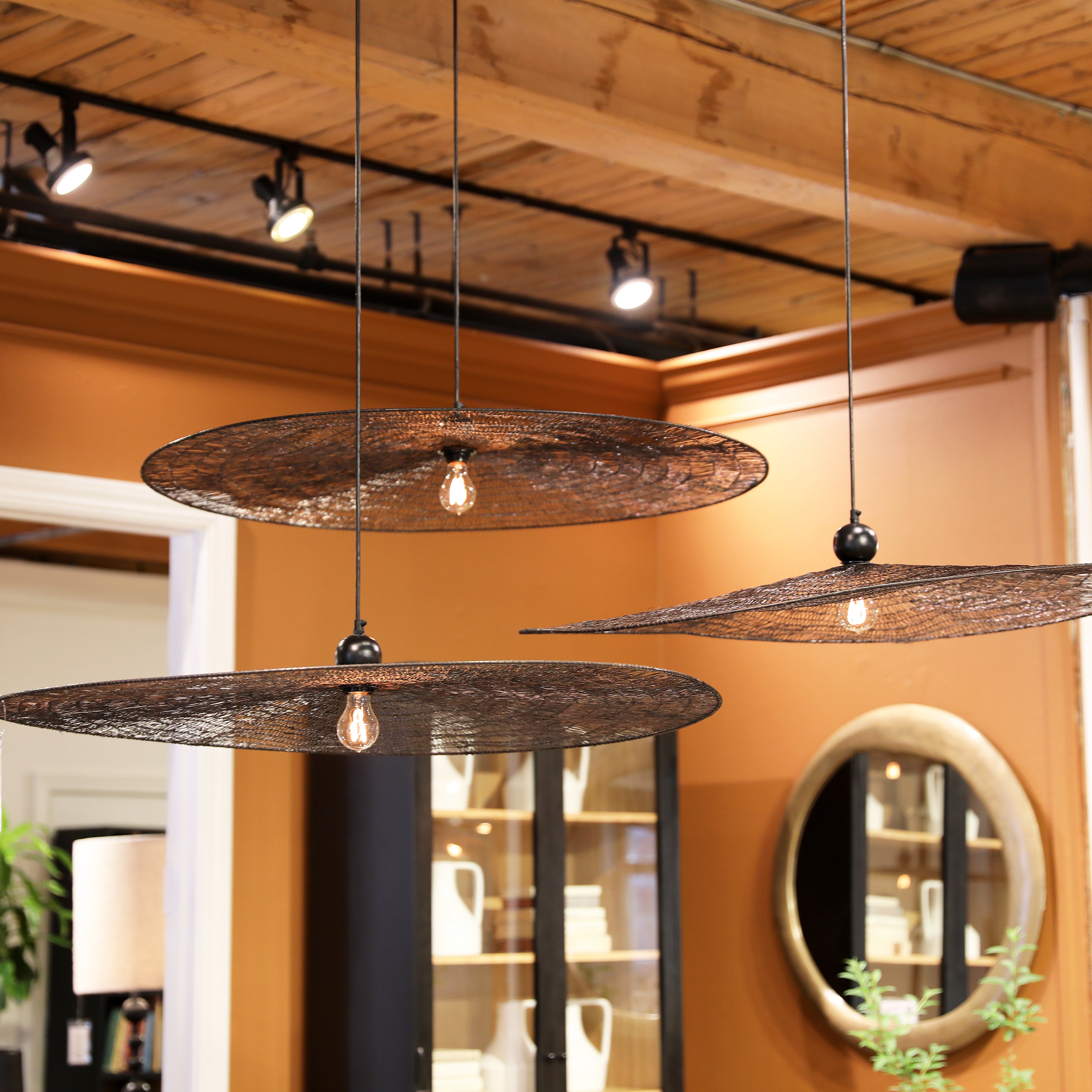 Featuring Ilse Pendant Light by Dovetail at Amethyst Home. A stately yet subtle pendant light.
40"w x 40"d x 4"hMaterial : Metal Frame and Handwoven Wire. Amethyst Home provides interior design, new home construction design consulting, vintage area rugs, and lighting in the Monterey metro area.