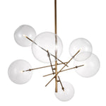 Featuring Leona Pendant Light by Dovetail at Amethyst Home. Six spherical glass globes in varied sizes create this elaborate yet balanced lighting arrangement. 
53"w x 37"d x 30"hMaterial : Iron and GlassWeight : 9 lbs. Amethyst Home provides interior design, new home construction design consulting, vintage area rugs, and lighting in the Washington metro area.