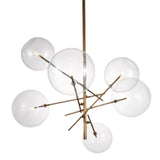 Featuring Leona Pendant Light by Dovetail at Amethyst Home. Six spherical glass globes in varied sizes create this elaborate yet balanced lighting arrangement. 
53"w x 37"d x 30"hMaterial : Iron and GlassWeight : 9 lbs. Amethyst Home provides interior design, new home construction design consulting, vintage area rugs, and lighting in the Washington metro area.
