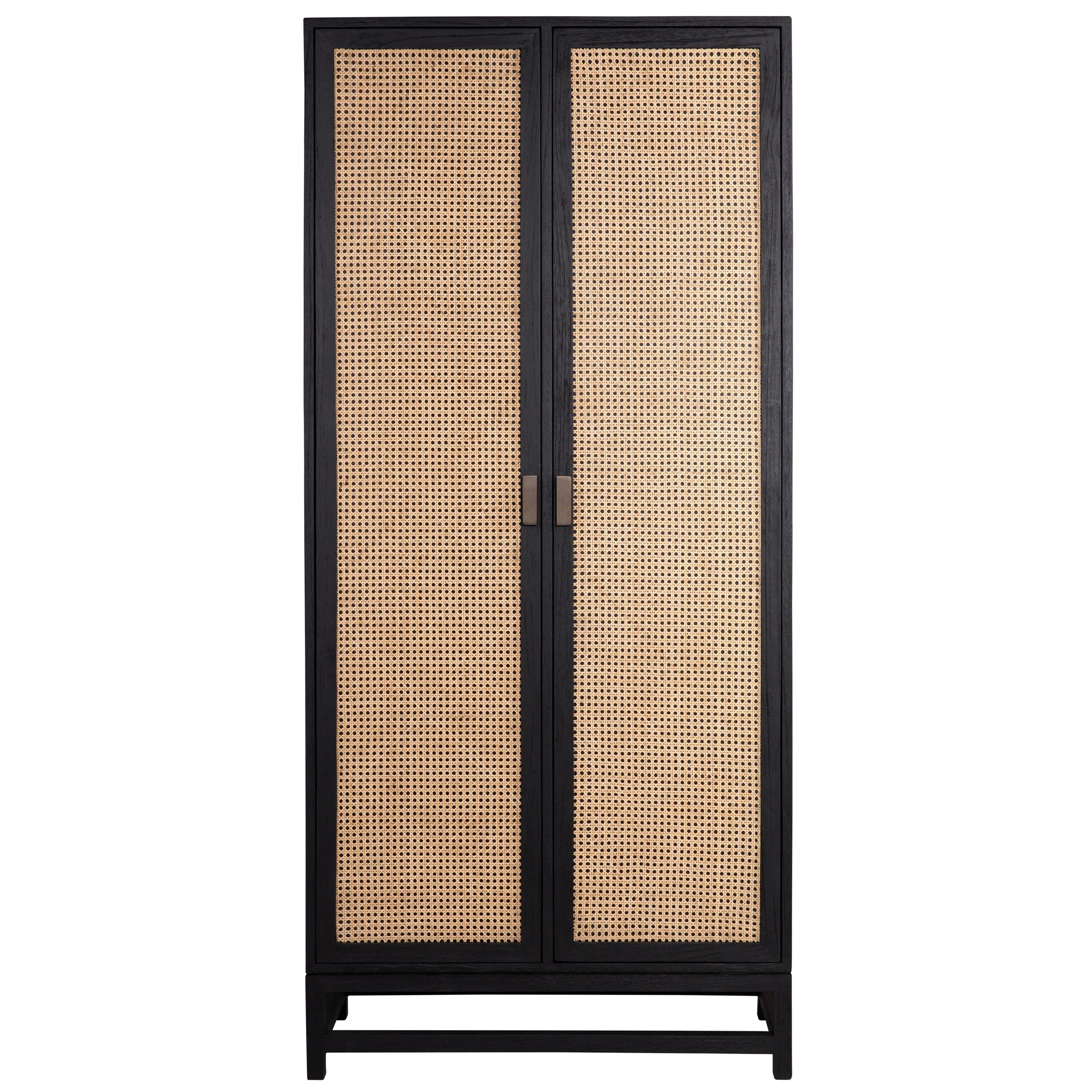 Featuring Royette Cabinet by Dovetail at Amethyst Home. Bring a touch of natural texture into your space with this Royette cabinet. This two-tone cabinet features a black hardwood frame with natural cane accent doors, along with shelf inserts for added storage space. Resulting in a versatile piece that complements a wide range of styles, from contemporary to bo. Amethyst Home provides interior design, new home construction design consulting, vintage area rugs, and lighting in the Omaha metro area.