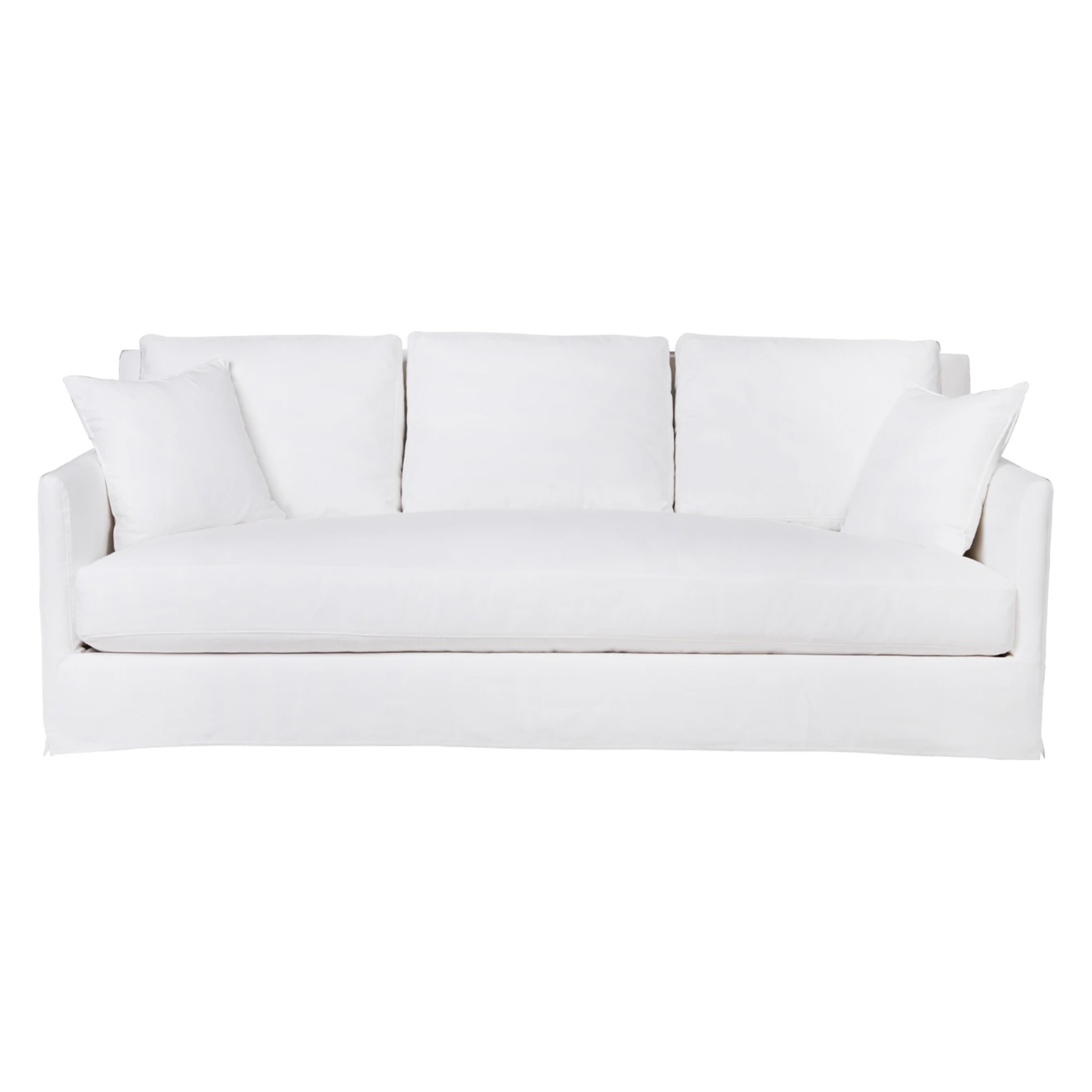 With three-over-three cushions, and thin arms the Elm 84" Sofa - Custom by Cisco Brothers has optimal seating space on a small scale frame. The clean-lined silhouette is perfect for adding a refined touch to any living ensemble. A perfect entertainment sofa for your living room or den.  Photographed in Brevard Burlap and Molino White.  Overall: 84"w x 40"d x 32.5"h