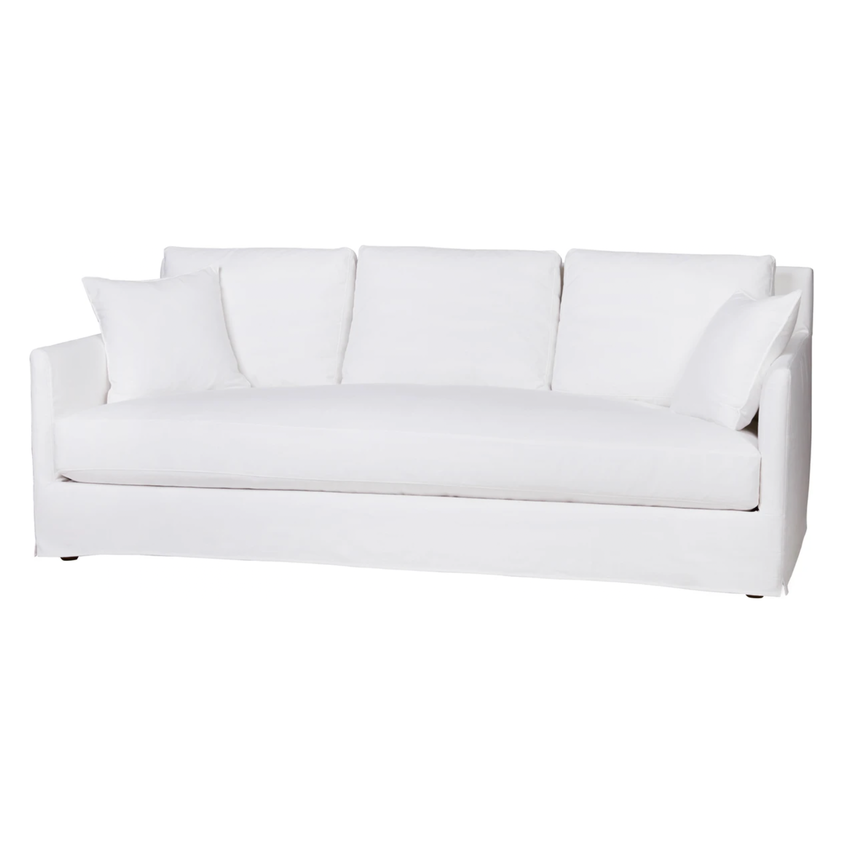 With three-over-three cushions, and thin arms the Elm 84" Sofa - Custom by Cisco Brothers has optimal seating space on a small scale frame. The clean-lined silhouette is perfect for adding a refined touch to any living ensemble. A perfect entertainment sofa for your living room or den.  Photographed in Brevard Burlap and Molino White.  Overall: 84"w x 40"d x 32.5"h