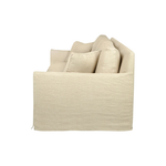 With three-over-three cushions, and thin arms the Elm 84" Sofa - Essentials has optimal seating space on a small scale frame. The clean-lined silhouette is perfect for adding a refined touch to any living ensemble. A perfect entertainment sofa for your living room or den.    This beloved family furniture designer brand is our go-to choice for families with young children and pets. The organic linen & cotton fabric collection is machine washable (not dryer friendly -- please air dry!