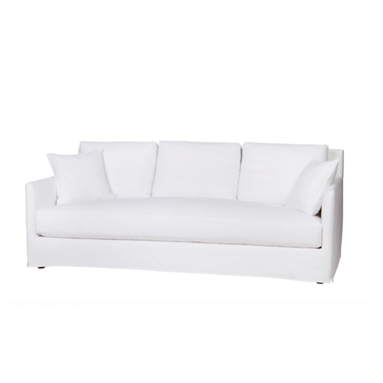With three-over-three cushions, and thin arms the Elm 84" Sofa - Essentials has optimal seating space on a small scale frame. The clean-lined silhouette is perfect for adding a refined touch to any living ensemble. A perfect entertainment sofa for your living room or den.    This beloved family furniture designer brand is our go-to choice for families with young children and pets. The organic linen & cotton fabric collection is machine washable (not dryer friendly -- please air dry!