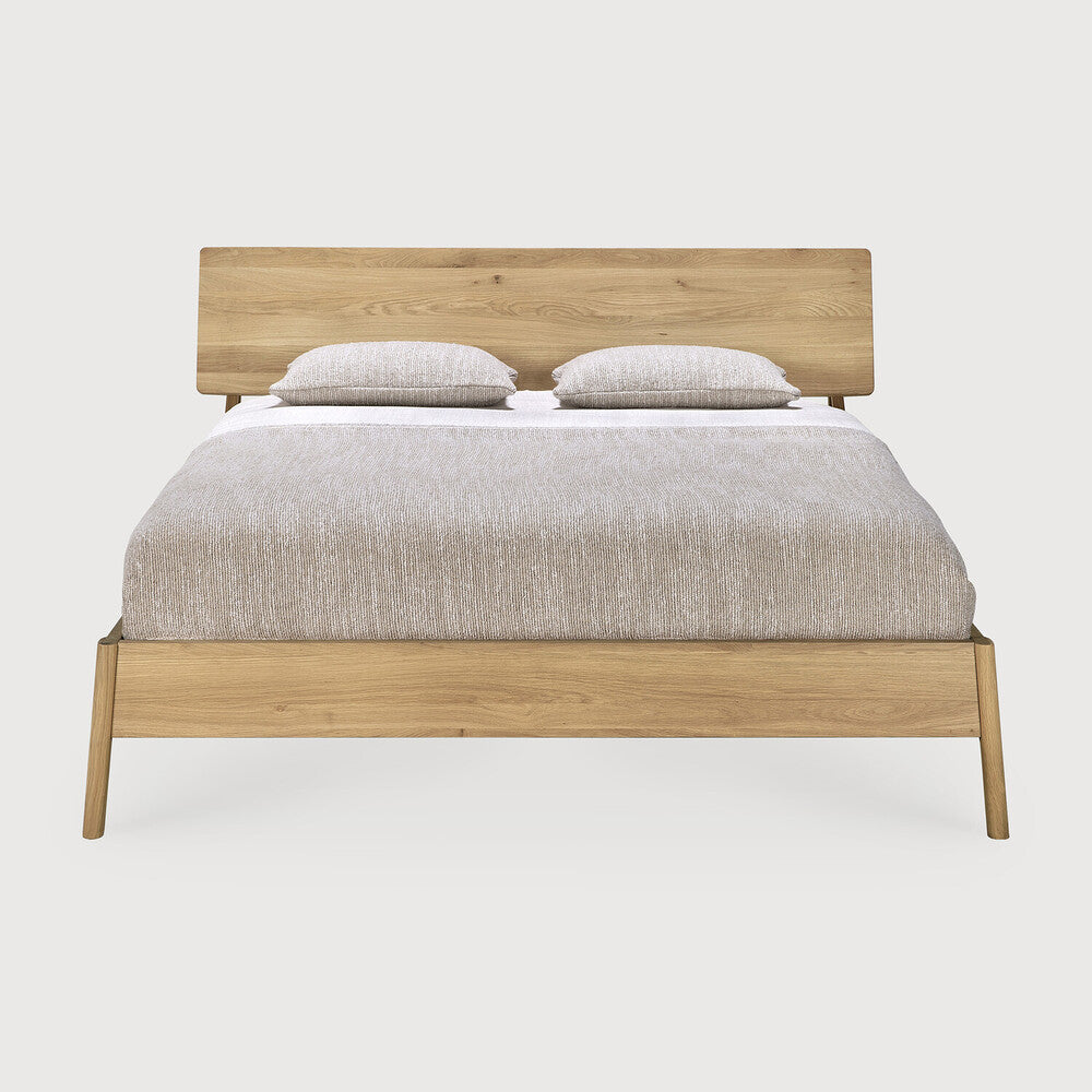 Featuring Air Bed Oak by Ethnicraft at Amethyst Home. The name 'Air Bed' says it all: the idea was to add softness, roundness and overall lightness to the usual concept of a bed. Ethnicraft’s Air bed in solid oak manages to look sturdy yet light at the same time.
King Dimensions: 93"d x 84"w x 38"h
Queen Dimensions: 93"d x 68.5"w x 38"h
Bed slats include. Amethyst Home provides interior design, new home construction design consulting, vintage area rugs, and lighting in the Laguna Beach metro area.