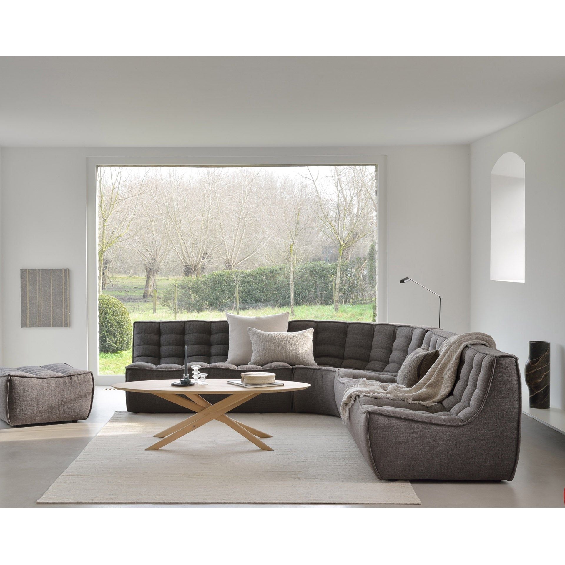 The N701 sofa is an inviting design that oozes comfort and relaxation. By combining the different pieces and sizes, you have unlimited possibilities when it comes to creating your own unique setting. Designed by Jacques Deneef, it’s available in multiple colors and materials. Amethyst Home provides interior design services, furniture, rugs, and lighting in the Los Angeles metro area.