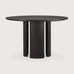 Featuring Roller Max Dining Table Round by Ethnicraft at Amethyst Home. The Roller Max collection is remarkable in its design, distinguished with its stacked wood-stick effect. The dining table perfectly melds form with function. Featuring the option of reversable legs that can change the aesthetic to reflect personal style.
Dimensions: 59.5"d x 59.5"w x 30. Amethyst Home provides interior design, new home construction design consulting, vintage area rugs, and lighting in the Charlotte metro area.