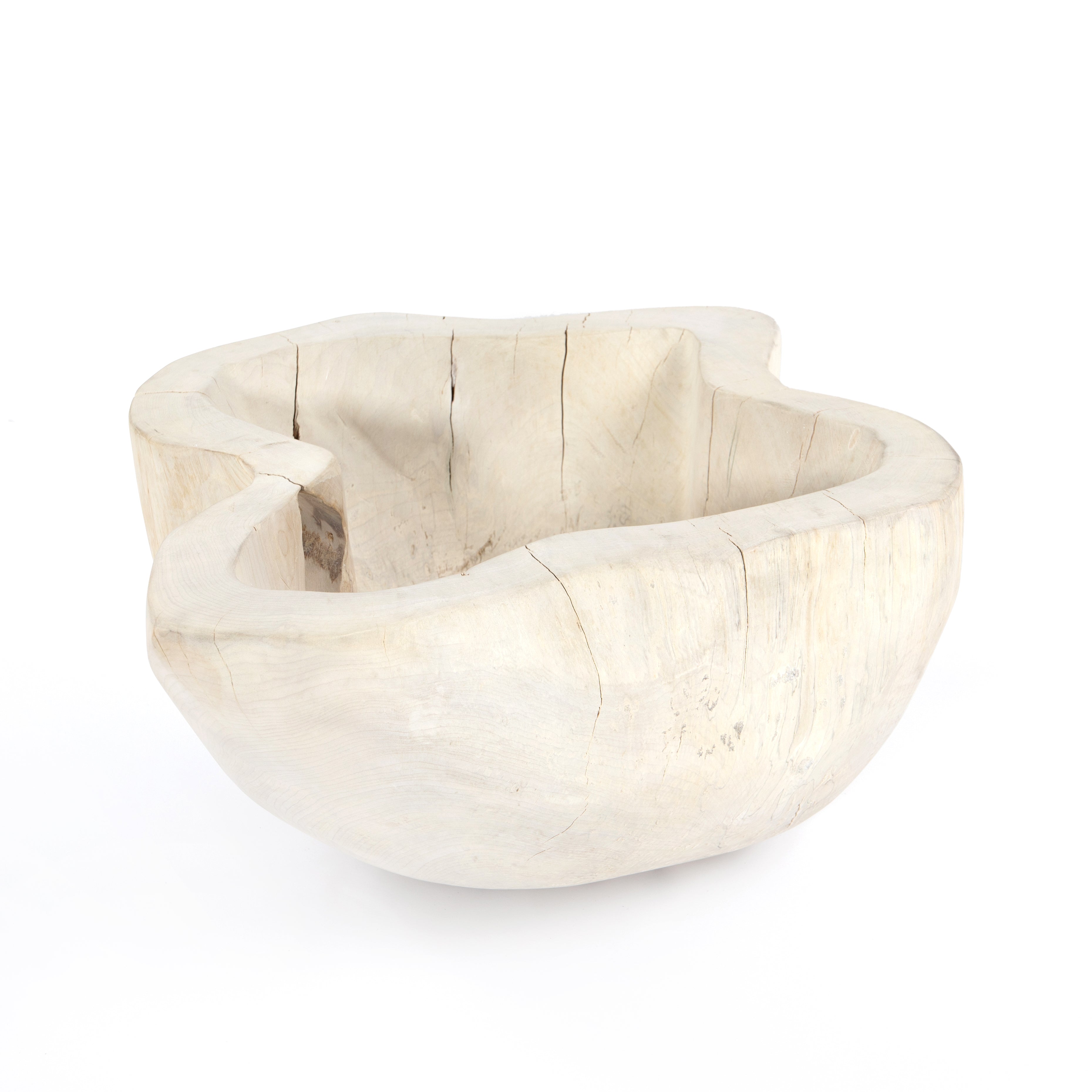 Made from solid reclaimed wood, this Live Edge Bowl - Ivory brings an earthy element to any living room, kitchen, or other area. Place atop your entryway console or showcase on your favorite shelve, this bowl is sure to catch the eye of any guest.   Amethyst Home celebrates natural materials, which often comes with beautiful imperfections. Each piece is made uniquely for you, please expect some variation and character. We embrace the design approach of Wabi Sabi!  Overall Dimensions: 16.00"w x 16.00"d x 11.