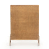 The light-finished oak of this Rosedale 6 Drawer Tall Dresser brings a clean, brightness to any room. With four large drawers and two smaller drawers, this is a functional and beautiful piece to add to your bedroom or other area. The iron hardware wrapped in a gorgeous, tan leather really seals the deal!   Overall Dimensions: 36.50"w x 19.50"d x 49.25"h Materials: Oak Veneer, Top Grain Leather, Iron, Solid Oak