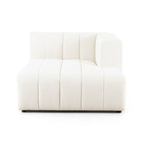 Featuring Langham Fayette Cloud Right Chaise by Four Hands at Amethyst Home. The sensible sectional meets modern Italian styling. Wide vertical channeling offers a luxurious take on modular seating. Bright Fayette Cloud covering awes in any space. Right arm facing piece to sectional. Performance fabrics are specially created to withstand spills, stains, high tr. Amethyst Home provides interior design, new home construction design consulting, vintage area rugs, and lighting in the Omaha metro area.