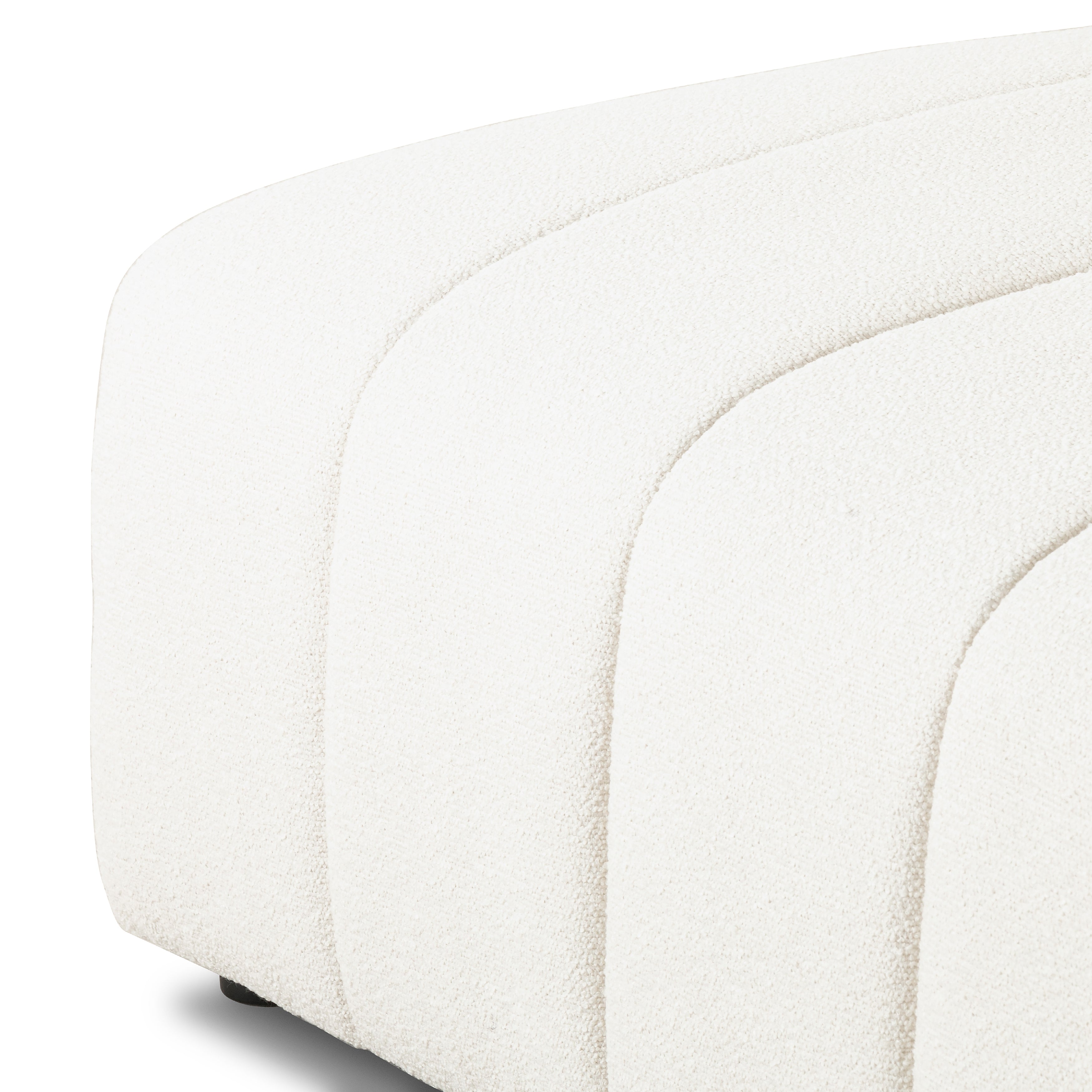 Featuring Langham Fayette Cloud Right Chaise by Four Hands at Amethyst Home. The sensible sectional meets modern Italian styling. Wide vertical channeling offers a luxurious take on modular seating. Bright Fayette Cloud covering awes in any space. Right arm facing piece to sectional. Performance fabrics are specially created to withstand spills, stains, high tr. Amethyst Home provides interior design, new home construction design consulting, vintage area rugs, and lighting in the Tampa metro area.