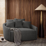 Featuring Chloe Fallon Charcoal Media Lounger by Four Hands at Amethyst Home. Roomy style. Charcoal upholstery covers a dramatic U shape for a spacious, sink-in sit. Throw pillows present an added touch of comfort to this sensibly styled media lounger, perfect for movie nights.
Overall Dimensions: 62"W x 66"L x 40.50"HColors: Fallon CharcoalMaterials: 68% Rpet. Amethyst Home provides interior design, new home construction design consulting, vintage area rugs, and lighting in the Austin metro area.