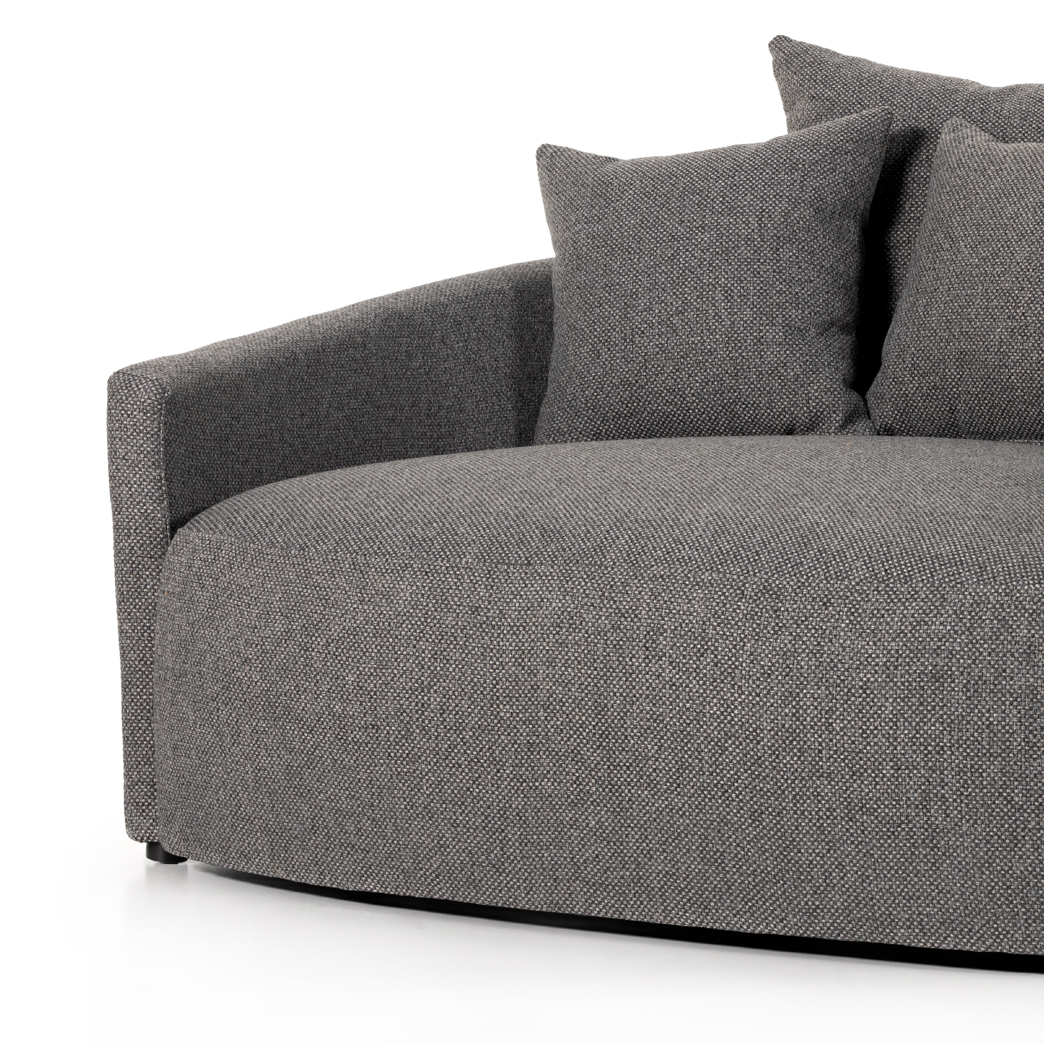 Featuring Chloe Fallon Charcoal Media Lounger by Four Hands at Amethyst Home. Roomy style. Charcoal upholstery covers a dramatic U shape for a spacious, sink-in sit. Throw pillows present an added touch of comfort to this sensibly styled media lounger, perfect for movie nights.
Overall Dimensions: 62"W x 66"L x 40.50"HColors: Fallon CharcoalMaterials: 68% Rp. Amethyst Home provides interior design, new home construction design consulting, vintage area rugs, and lighting in the Portland metro area.