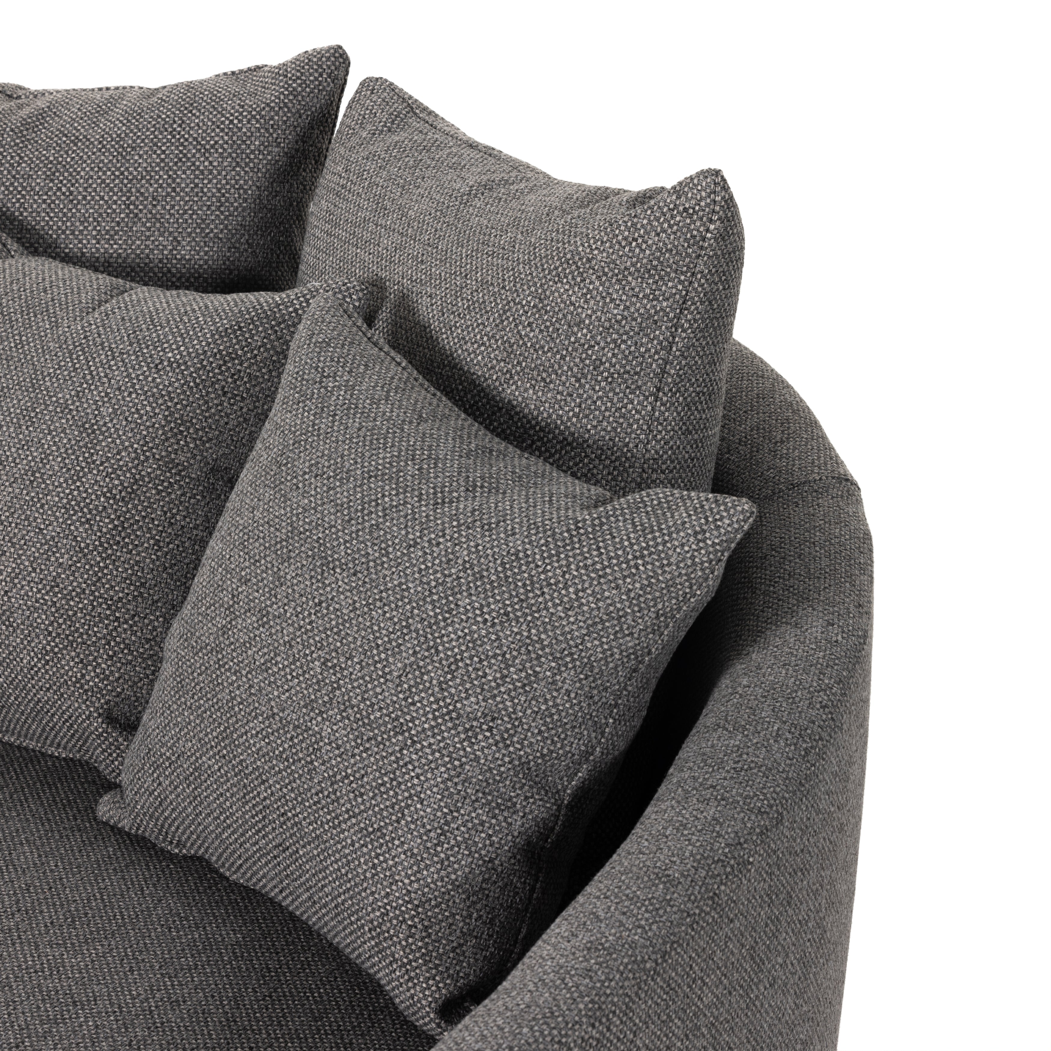 Featuring Chloe Fallon Charcoal Media Lounger by Four Hands at Amethyst Home. Roomy style. Charcoal upholstery covers a dramatic U shape for a spacious, sink-in sit. Throw pillows present an added touch of comfort to this sensibly styled media lounger, perfect for movie nights.
Overall Dimensions: 62"W x 66"L x 40.50"HColors: Fallon CharcoalMaterials: 68% . Amethyst Home provides interior design, new home construction design consulting, vintage area rugs, and lighting in the Washington metro area.