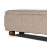 Featuring Ramsey Knoll Sand Trunk by Four Hands at Amethyst Home. Off-white performance boucle brings a textural look to the bedroom and beyond. Lift with ease to store extra blankets, seasonal décor, clothing, and more. Performance fabrics are specially created to withstand spills, stains, high traffic and wear, ensuring long-term comfort and unmatched dur. Amethyst Home provides interior design, new home construction design consulting, vintage area rugs, and lighting in the Calabasas metro area.