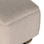 Featuring Ramsey Knoll Sand Trunk by Four Hands at Amethyst Home. Off-white performance boucle brings a textural look to the bedroom and beyond. Lift with ease to store extra blankets, seasonal décor, clothing, and more. Performance fabrics are specially created to withstand spills, stains, high traffic and wear, ensuring long-term comfort and unmatched du. Amethyst Home provides interior design, new home construction design consulting, vintage area rugs, and lighting in the Des Moines metro area.