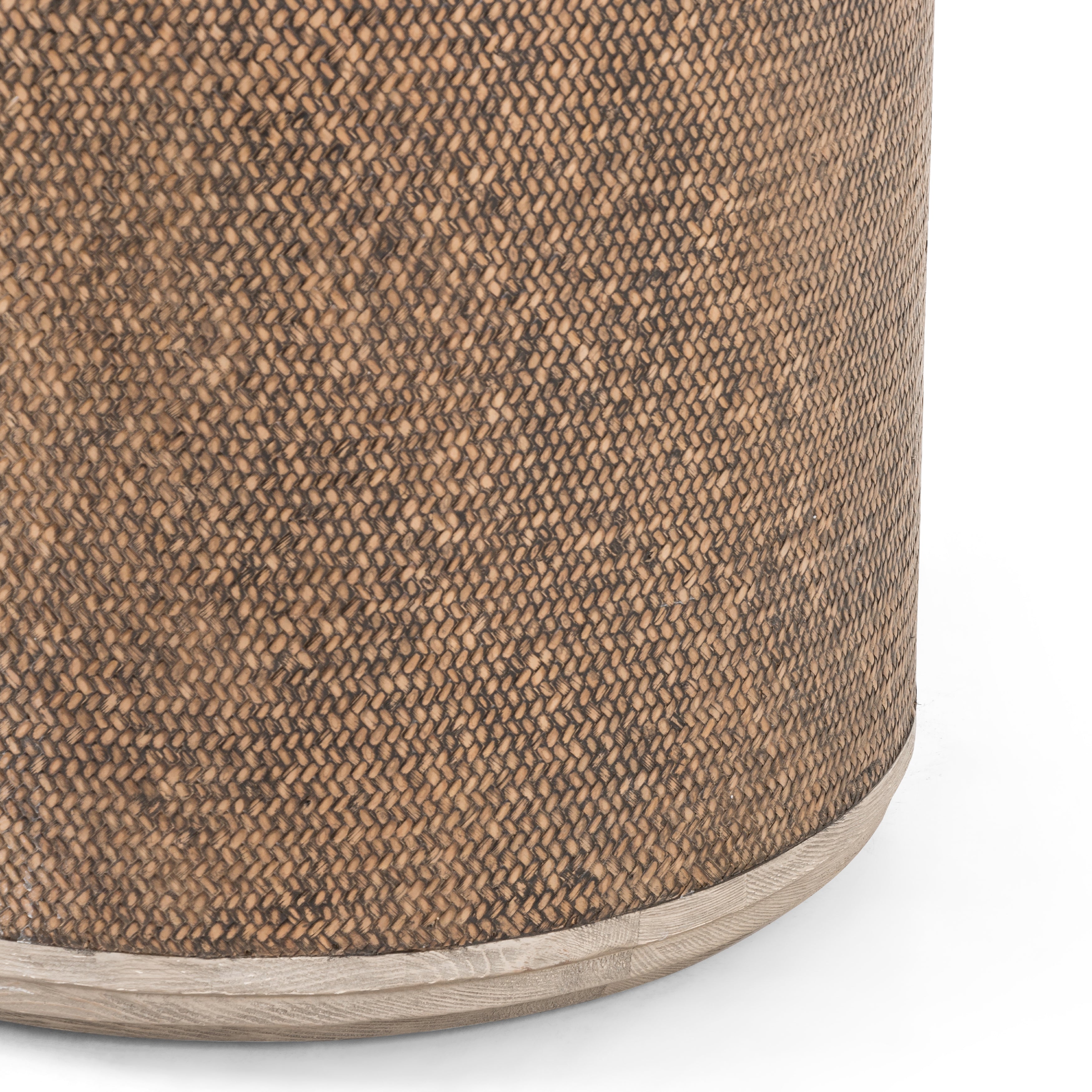 The Kiara End Table is crafted from durable solid pine and weathered blonde oak veneer for long-lasting quality. Its weathered blonde finish and rustic rattan accents provide a rustic yet modern aesthetic for any space. Perfect for any room in the house. Amethyst Home provides interior design, new home construction design consulting, vintage area rugs, and lighting in the Houston metro area.