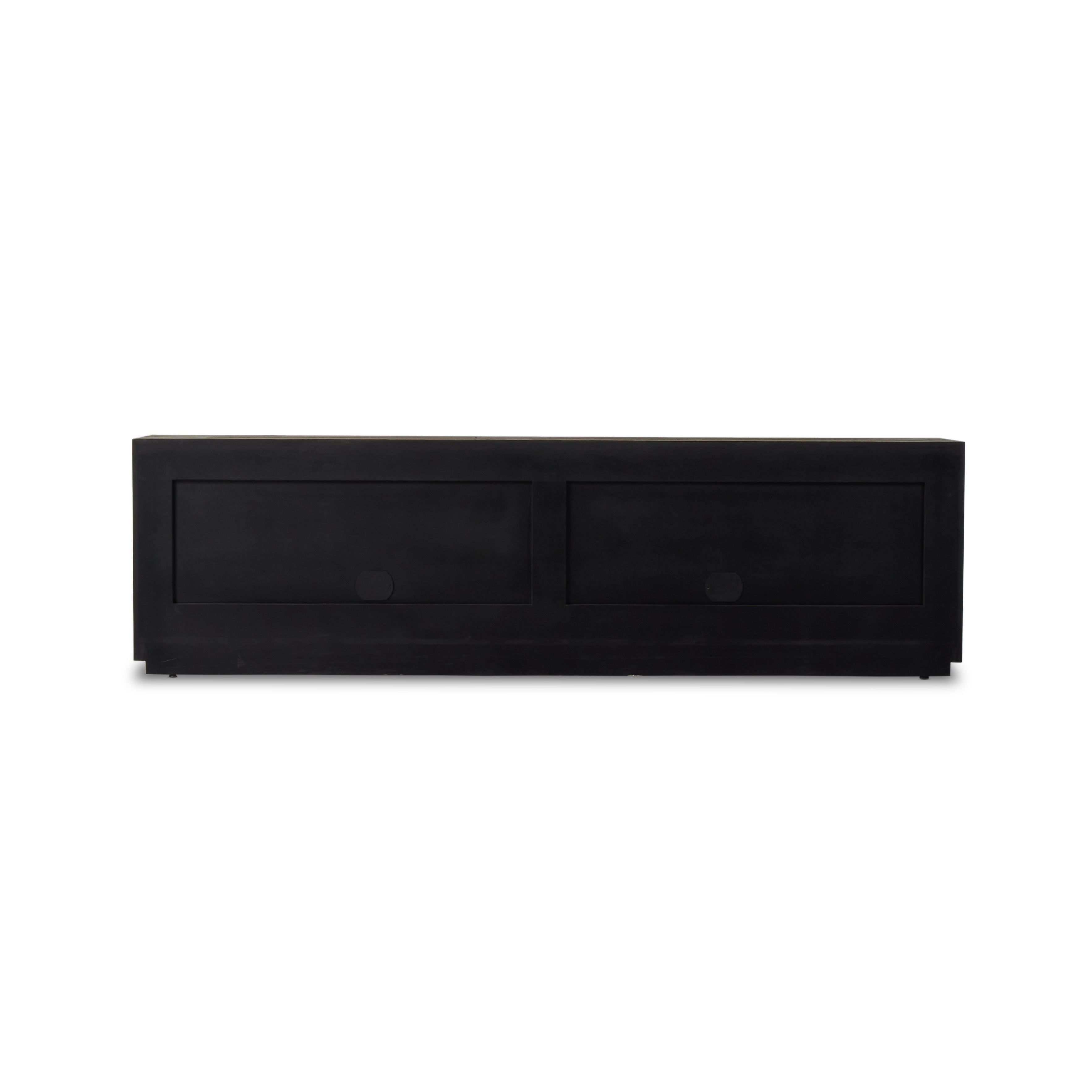 Featuring Abaso Ebony Rustic Wormwood Oak Media Console by Four Hands at Amethyst Home. Made from thick-cut oak veneer with a faux rustic finish made to emulate wormwood, this spacious media console features chunky squared legs and dovetail joinery detailing.Overall Dimensions: 94.50"W x 19.75"L x 27"HColors: Black Mdf, Ebony Rustic Wormwood Oak, Black Ply. Amethyst Home provides interior design, new home construction design consulting, vintage area rugs, and lighting in the Des Moines metro area.