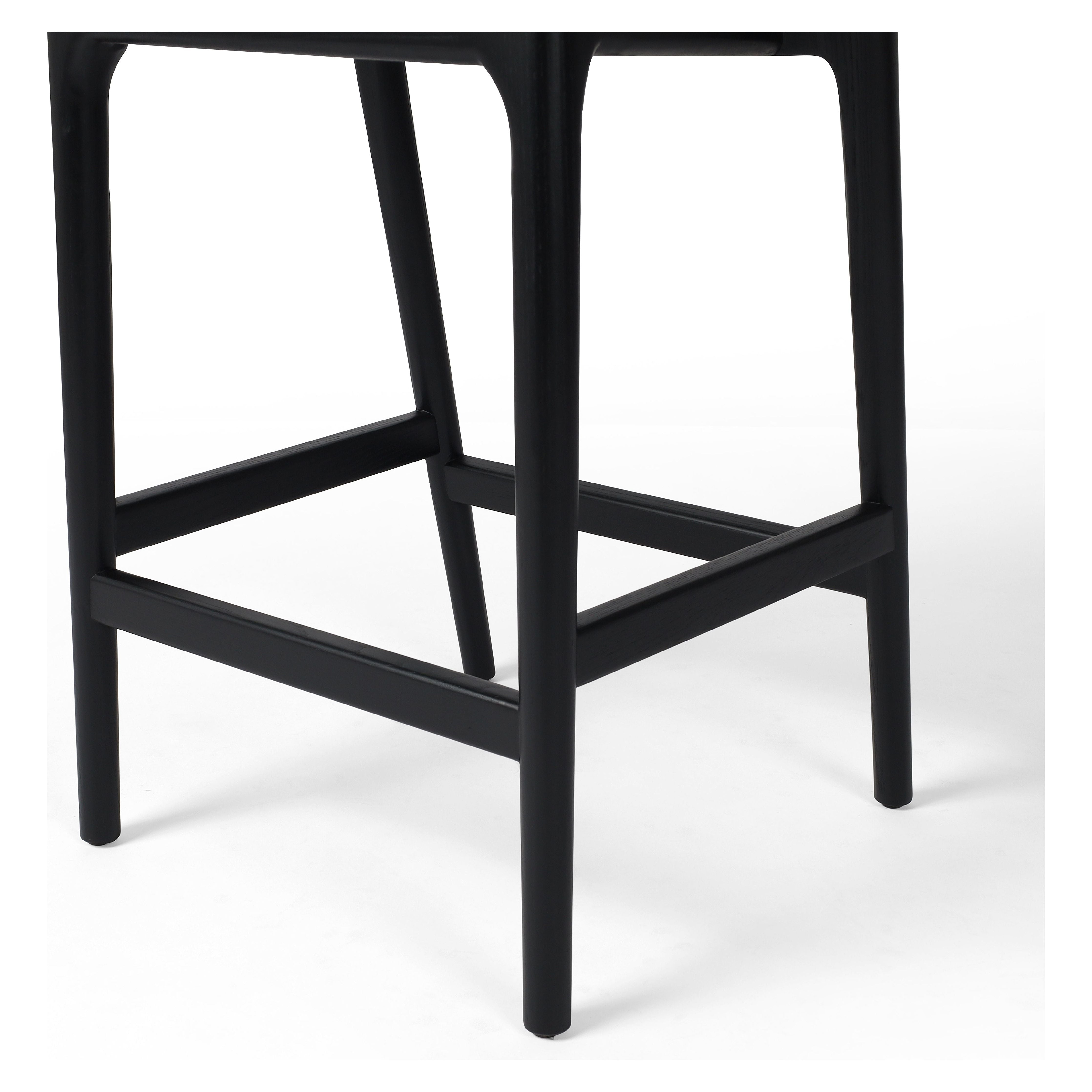 Featuring Amare Sonoma Black Bar + Counter Stool by Four Hands at Amethyst Home. Modern monochrome, perfectly sized for the counter. Inspired by simple Scandinavian styling, black-finished solid ash forms a shapely open frame for black top-grain leather seating.
Overall Counter Stool Dimensions: 19"w x 22"d x 39"hOverall Bar Stool Dimensions: 19"w x 22"d x 43"hColors: Black , Sono. Amethyst Home provides interior design, new construction, custom furniture and area rugs in the Alpharetta metro area