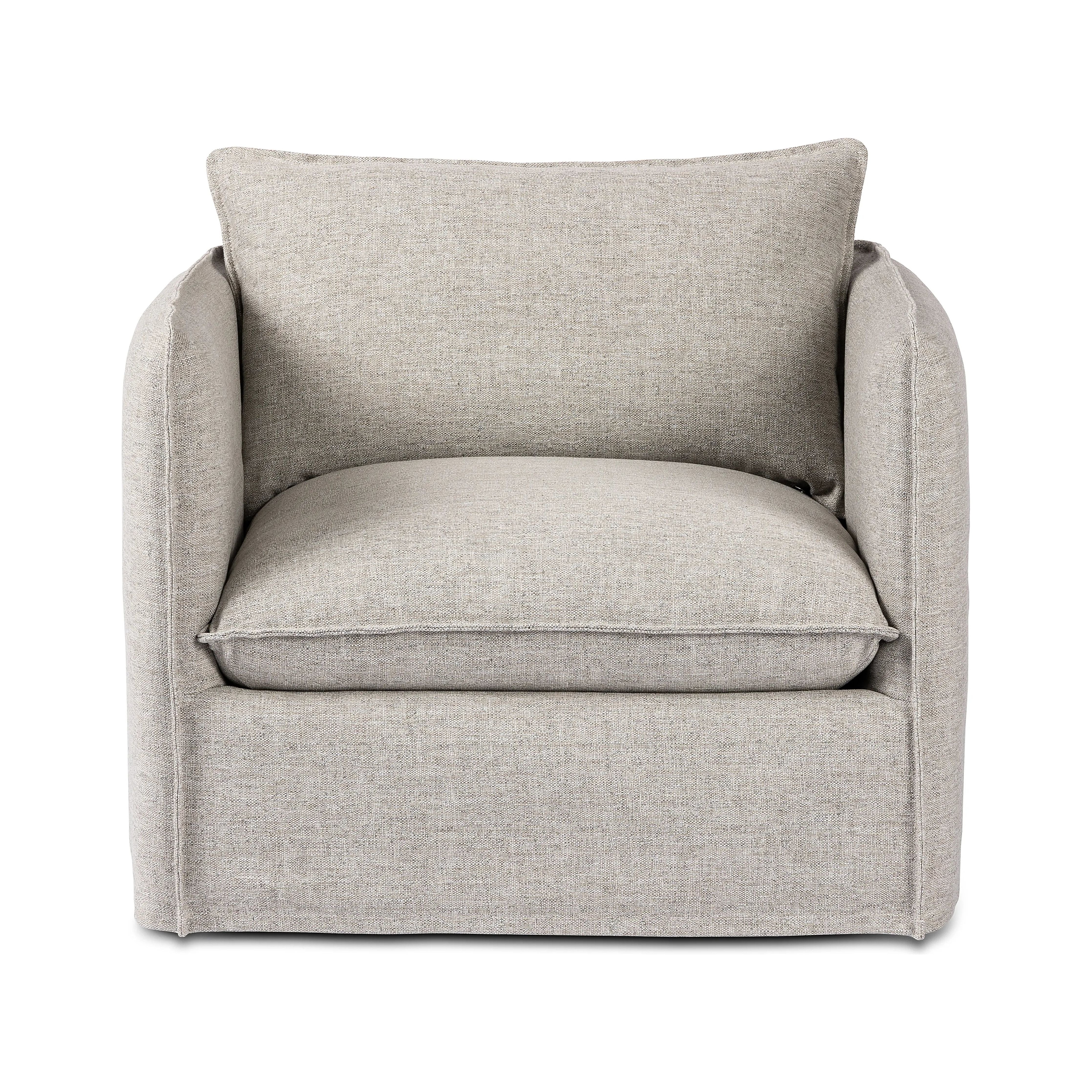Featuring Andre Alessi Slate Outdoor Swivel Chair by Four Hands at Amethyst Home. An outdoor interpretation of an indoor silhouette. This 360-degree outdoor swivel chair offers a clean, contemporary feel with relaxed casual comfort. The seat and loose back cushions feature removable, washable slipcovers with a simple flange detail. Sustainably made with. Amethyst Home provides interior design, new home construction design consulting, vintage area rugs, and lighting in the Newport Beach metro area.