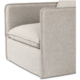 Featuring Andre Alessi Slate Outdoor Swivel Chair by Four Hands at Amethyst Home. An outdoor interpretation of an indoor silhouette. This 360-degree outdoor swivel chair offers a clean, contemporary feel with relaxed casual comfort. The seat and loose back cushions feature removable, washable slipcovers with a simple flange detail. Sustainably made with zer. Amethyst Home provides interior design, new home construction design consulting, vintage area rugs, and lighting in the San Diego metro area.