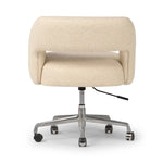 Featuring Anne Polished Aluminum Desk Desk Chair by Four Hands at Amethyst Home. An angular, sculptural silhouette features structured lines complemented by durable cream fabric. A smooth-swiveling seat glides with ease on polished aluminum casters for effortless mobility and comfort. Performance fabrics are specially created to withstand spills, stains, h. Amethyst Home provides interior design, new home construction design consulting, vintage area rugs, and lighting in the Alpharetta metro area.