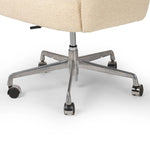 Featuring Anne Polished Aluminum Desk Desk Chair by Four Hands at Amethyst Home. An angular, sculptural silhouette features structured lines complemented by durable cream fabric. A smooth-swiveling seat glides with ease on polished aluminum casters for effortless mobility and comfort. Performance fabrics are specially created to withstand spills, stains, high . Amethyst Home provides interior design, new home construction design consulting, vintage area rugs, and lighting in the Austin metro area.