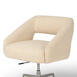 Featuring Anne Polished Aluminum Desk Desk Chair by Four Hands at Amethyst Home. An angular, sculptural silhouette features structured lines complemented by durable cream fabric. A smooth-swiveling seat glides with ease on polished aluminum casters for effortless mobility and comfort. Performance fabrics are specially created to withstand spills, stains, high t. Amethyst Home provides interior design, new home construction design consulting, vintage area rugs, and lighting in the Miami metro area.