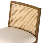 Mixed materials refresh retro stool seating. Light-toasted nettlewood frames a textural inlay of natural cane for a clean, monochromatic look, with a light, linen-blend seat of high-performance fabric brings smart sensibility to bar-style seating. Amethyst Home provides interior design, new home construction design consulting, vintage area rugs, and lighting in the Portland metro area.