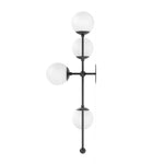 Featuring Armstrong Black Gunmetal Opal Matte Glass 4 L Sconce by Four Hands at Amethyst Home. Matte glass spheres seem to extend and reach across smooth brass rods. Each globe is individually blown, shaped and sculpted by hand through a one-hour process. Matte globes are specially manufactured to evenly diffuse light. The finish on the brass frame is achiev. Amethyst Home provides interior design, new home construction design consulting, vintage area rugs, and lighting in the Portland metro area.