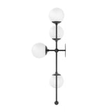 Featuring Armstrong Black Gunmetal Opal Matte Glass 4 L Sconce by Four Hands at Amethyst Home. Matte glass spheres seem to extend and reach across smooth brass rods. Each globe is individually blown, shaped and sculpted by hand through a one-hour process. Matte globes are specially manufactured to evenly diffuse light. The finish on the brass frame is achiev. Amethyst Home provides interior design, new home construction design consulting, vintage area rugs, and lighting in the Portland metro area.