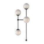 Featuring Armstrong Black Gunmetal Marbled Matte Glass 4 L Sconce by Four Hands at Amethyst Home. Marbled glass spheres seem to extend and reach across smooth brass rods. Each globe is individually blown, shaped and sculpted by hand through a one-hour process. The finish on the brass frame is achieved through a specialized process that turns the brass into a. Amethyst Home provides interior design, new home construction design consulting, vintage area rugs, and lighting in the Portland metro area.