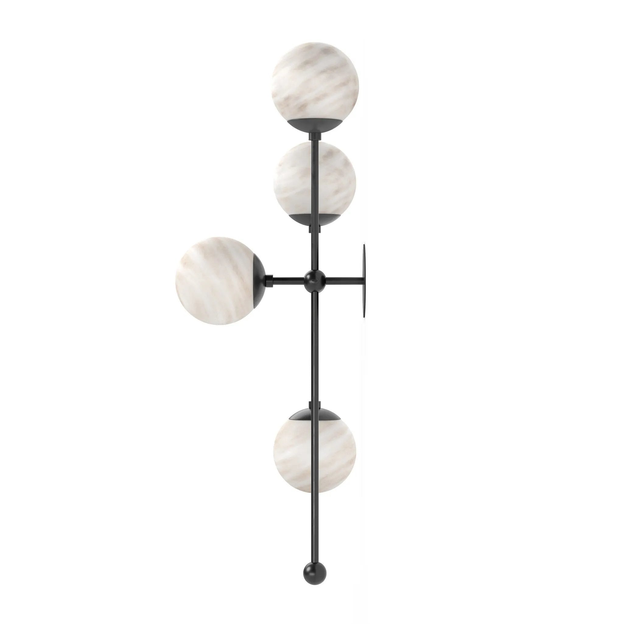 Featuring Armstrong Black Gunmetal Marbled Matte Glass 4 L Sconce by Four Hands at Amethyst Home. Marbled glass spheres seem to extend and reach across smooth brass rods. Each globe is individually blown, shaped and sculpted by hand through a one-hour process. The finish on the brass frame is achieved through a specialized process that turns the brass into. Amethyst Home provides interior design, new home construction design consulting, vintage area rugs, and lighting in the Washington metro area.